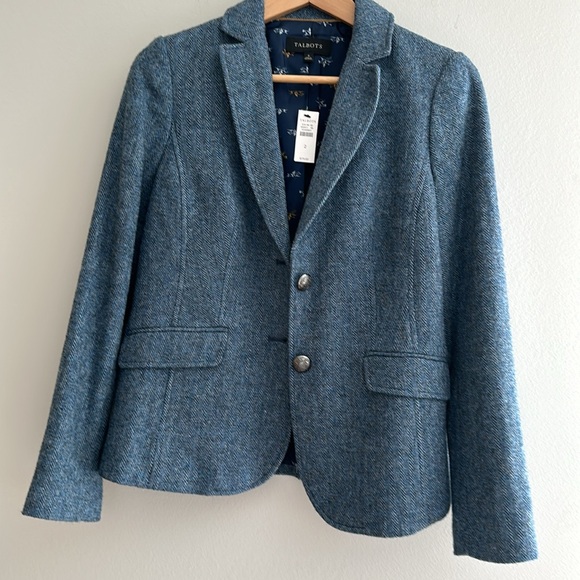NWT Talbots Shetland wool blazer heathered color blue - Picture 5 of 6